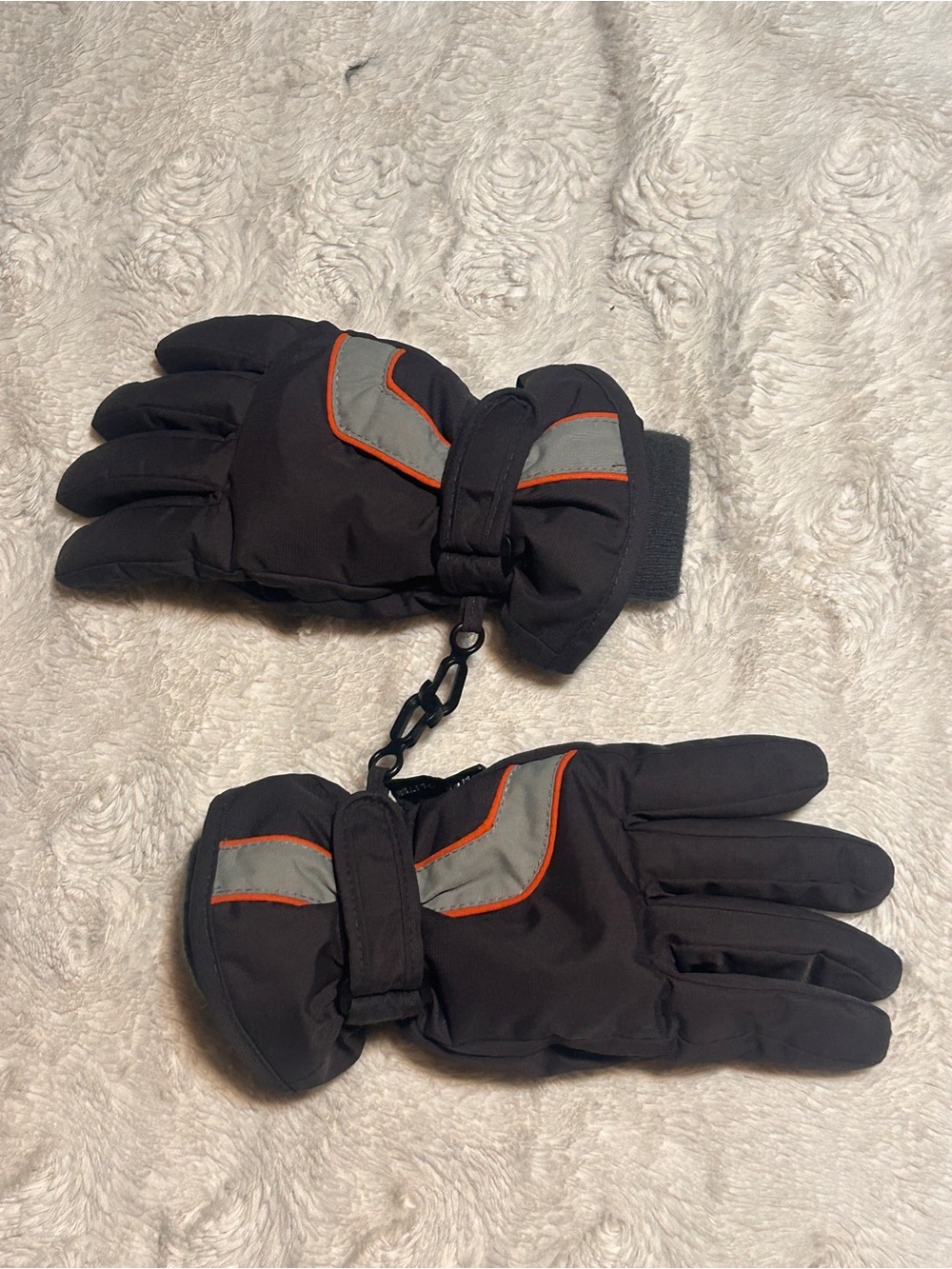 The Children's Place Black and Orange Kids Mittens with Reflective Accent
